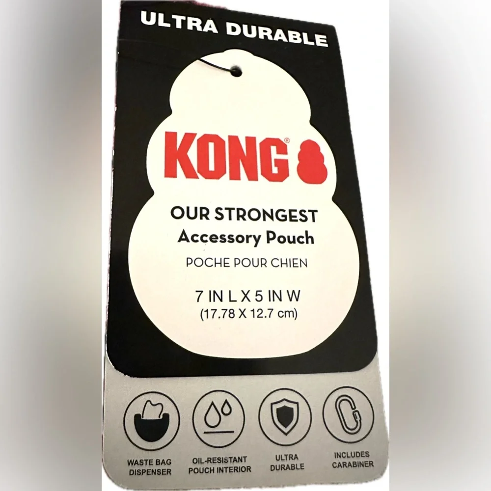 NWT NEW Kong Pet Dog Strongest Accessory Pouch Bag Ultra Durable Pink Black
